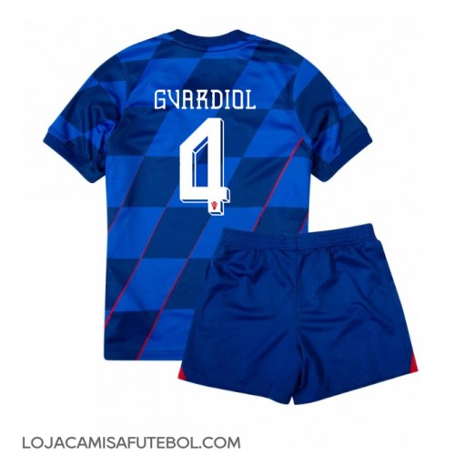 Camisa de Futebol Croácia Josko Gvardiol #4 Equipamento Secundário Infantil Europeu 2024 Manga Curta (+ Calças curtas)